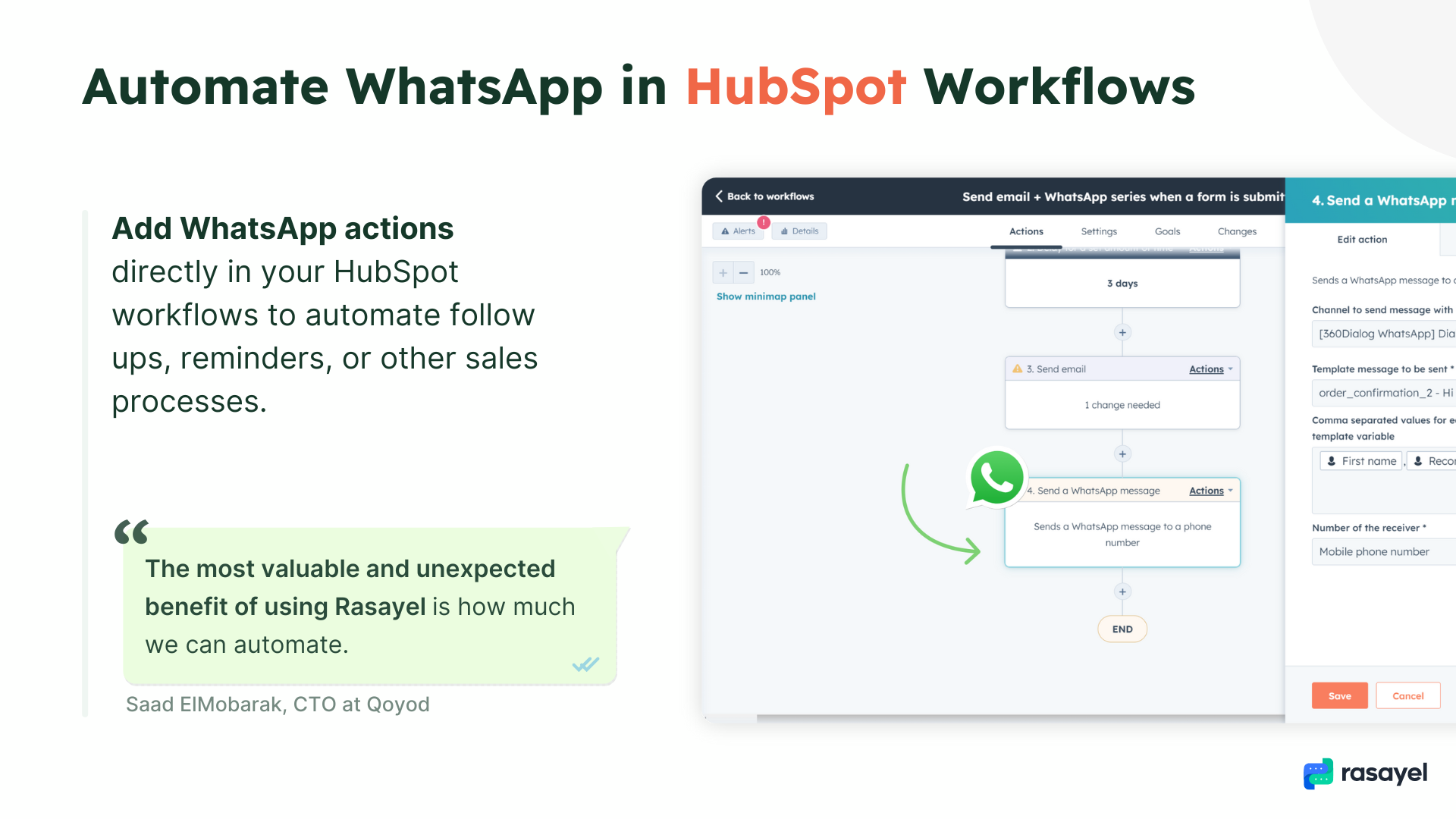 Automatize as mensagens do WhatsApp com fluxos de trabalho da HubSpot